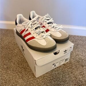 Womens Adidas Hello Kitty Gazelle Sneakers - White, Red, and Gray